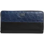 Dolce&Gabbana Zwarte Blauw Exotisch Leren Heren Continental Clutch Portemonnee
