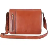 Infinity Leather Echte leren bruine laptoptas met schoudertas - Astor