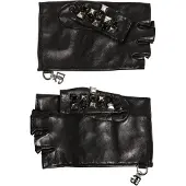 Dolce&Gabbana Zwarte Leren Studded Fingerless Handmoffen Mannen Handschoenen