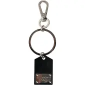 Dolce&Gabbana Zwarte Sint Glas Plaque DG Logo Metalen Sleutelhanger Sleutelhanger