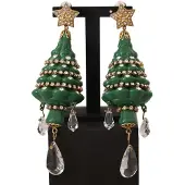 Dolce&Gabbana Dames Gouden Kerstboom Kristallen Messing Clip-Oorbellen