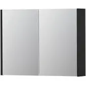 Ink SPK1 Spiegelkast 2 Deuren - 80x60cm - Mat Zwart - Spiegels, Spiegelkasten - 8718835100735