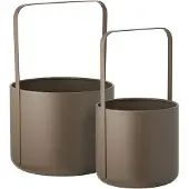 House Nordic Set van 2 bloempotten | metaal bruin 24.5x38.5x24.5 cm bloempotten | NADUVI