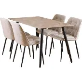 Ebuy24 Wicklow eethoek tafel met 4 stoelen bruin, beige.