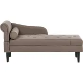 Beliani YVOIRE - Chaise longue - Taupe - Linkszijdig - Stof