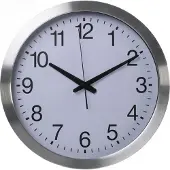 Perel Wandklok, rond, analoog, 40 cm, radiogestuurde tijdsaanduiding (DCF), aluminium, zilver