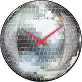 Nextime NE-3293 Stille Wandklok - 35cm - Discobal - Koepelvormig Glas - "Disco Ball"
