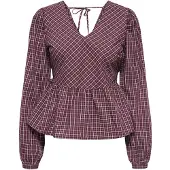 JDY Blouse 'JDYVilda' lichtgrijs / wijnrood / wit
