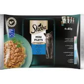 Sheba Mini Filets Adult Kattenvoer Natvoer Vis Selectie in Saus Kuipjes 340 gr