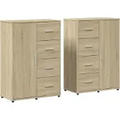 vidaXL Dressoirs 2 st 60x31x84 cm bewerkt hout sonoma eikenkleurig