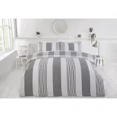 Purest Home dekbedovertrek Chambray Stripe grijs - polykatoen - Lits-jumeaux (230x220 + 2st. 50x75 cm)