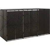 vidaXL Containerberging driedubbel 207x80x117 cm poly rattan zwart