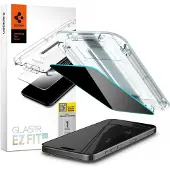 Spigen EZ Fit GLAS.tR met installatietray - Privacy Glass - 1 pack voor de Apple iPhone 15 Pro