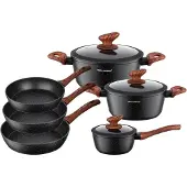 Florina MASTER BLACK Kookpot- en panenset | 6-delige set | Hoogwaardig aluminium