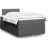 vidaXL Boxspring met matras stof donkergrijs 120x200 cm