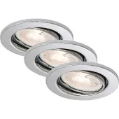 DI-KA LED inbouwspot, dimbaar, set van 3, chroom, Ø 8,6 cm, GU10, 5,5 W