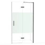 Maxaro Diamond Douchedeur | 110 cm Zwart metaal Helder met matte strook Draaideur