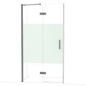 Maxaro Diamond Douchedeur | 110 cm Zwart metaal Helder met matte strook Draaideur