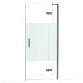 Maxaro Diamond Douchedeur | 90 cm Zwart metaal Helder met matte strook Draaideur