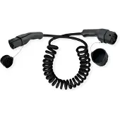 Roline E-auto oplaadkabel Type2, 1-fase, 250 VAC (1P+N+E), 32 A, 7,4 kW, spiraalkabel, 3 m