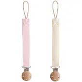 Mushie Speenketting Linnen Blush/Cream