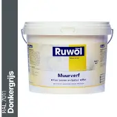 Ruwol Muurverf binnen en buiten Mat Donkergrijs (RAL 7011) 10 liter