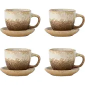 Bloomingville Brenta kopje met schotel 4-pack Natuur