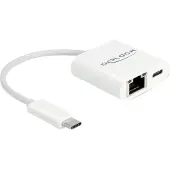 DeLOCK USB Type-C Adapter to Gigabit LAN 10/100/1000 Mbps with Power Delivery port white