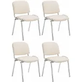 CLP Ken Set van 4 stoelen - Met Chroom - Kunstleer creme