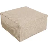 Vente-unique Poef van beige ribfluweel NOUMARA