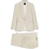 BOSS Slim-fit tweedelig smokingpak van scheerwol en linnen