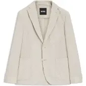 BOSS Slim-fit blazer van katoenmix met dessin