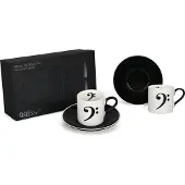 Agifty Music Gifts - Espresso kopjes, bassleutel (set van 2)