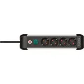 Brennenstuhl Premium Alu-Line stekkerdoos met 4 stopcontacten schakelaar zwart/lichtgrijs (1,8 meter)
