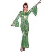 Thetru Catsuit Disco - Dames - Disco 80/90 - Hippie - Carnaval - Verkleedkleding - Groen - Maat XXL