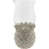 Clayre & Eef Waxinelichthouder | Ø 13*26 cm | Wit | Terracotta | Rond | Ananas | | 6TE0198