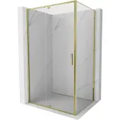 Mexen Exo scharnierende douchecabine 105 x 110 cm, transparant, goud - 819-105-110-50-00