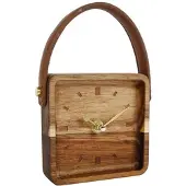 CosyDecor Klok "Vienne" Hout 11x11x3,2cm Bruin bruin Hout Klok