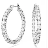 Swarovski Matrix oorsieraden 5689692 | oorringen zilver met heldere ronde stenen en gerhodineerd metaal, luxe sieraden