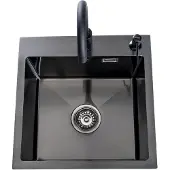 Lendo Online Spoelbak 44x44 cm Zwart met Kraan & Dispenser