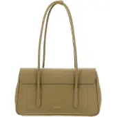 Coccinelle Leren schoudertas handtas C-Me Lock Handbag Grained Leather Seagrass kaki