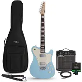 Gear4Music Knoxville Select Electric Guitar Blue 10W Guitar Amp & Accessory Pack