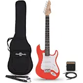 Gear4Music 3/4 LA Electric Guitar Red Mini Guitar Amp Pack