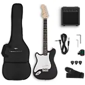 Gear4Music VISIONSTRING 3/4 Left Handed Electric Guitar Pack Black