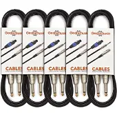 Gear4Music Pack of 5 Jack Instrument Cables 3m