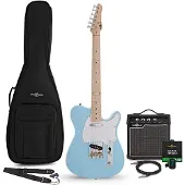 Gear4Music Knoxville Electric Guitar Blue 10W Guitar Amp & Accessory Pack