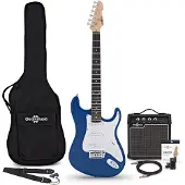 Gear4Music LA Electric Guitar Blue 10W Guitar Amp & Accessory Pack