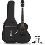 Gear4Music Parlour Left Handed Electro Acoustic Guitar & Accessory Pack by Black