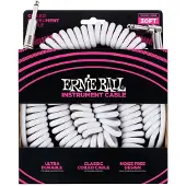 Ernie Ball 6045 30ft Straight-Angle Coiled Instrument Cable White