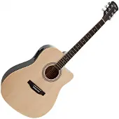 Gear4Music Dreadnought Cutaway Electro Acoustic Guitar Natural